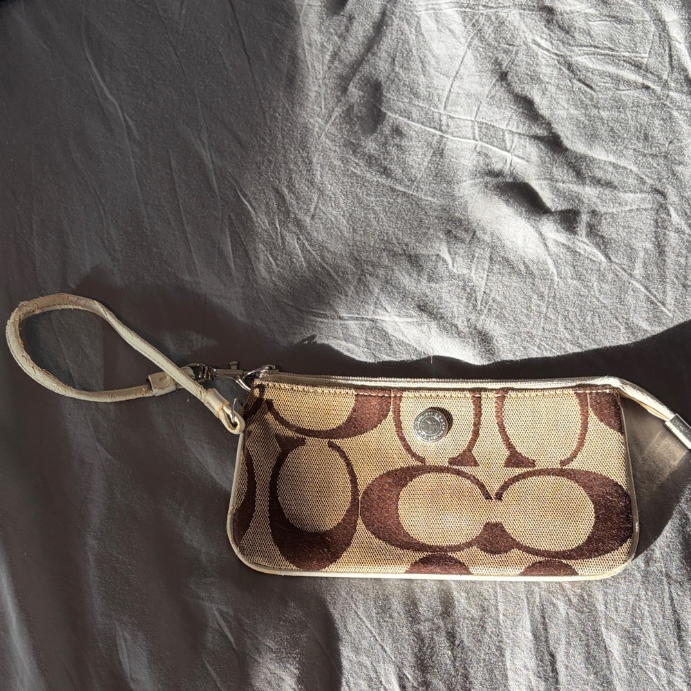 Brown and Cream Wristlet